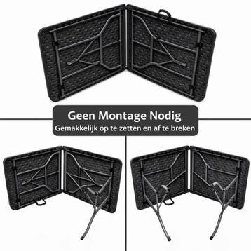 MaxxGarden Vouwtafel - Tuintafel - 180x70x74 cm - Zwart, Verzenden, Nieuw