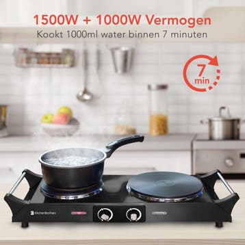 2dekans | KitchenBrothers Elektrische Kookplaat - 2 Pits -, Ophalen of Verzenden, Zo goed als nieuw