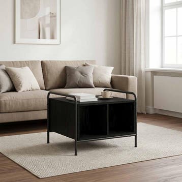 vidaXL Salontafel Zwart eiken 50 x 49 x 41 cm Bewerkt hout, Huis en Inrichting, Verzenden, Nieuw, Overige houtsoorten, Minder dan 50 cm