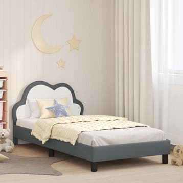 vidaXL Bedframe voor kinderen met hoofdbord Lichtgrijs 90 x, Verzenden, Nieuw