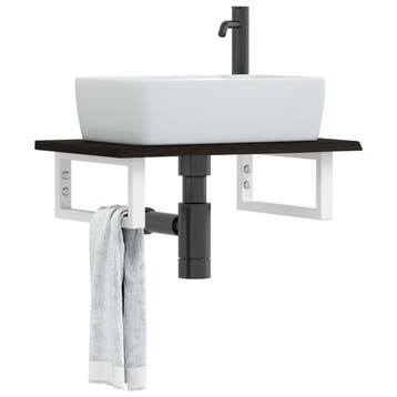vidaXL Badkamer wandschap staal en massief eikenhout, Verzenden, Nieuw