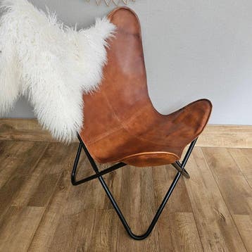 Stoel - Butterfly stoel (3107) - Leder, Metaal