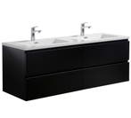 Badkamermeubel Set Angela 140cm Mat Zwart Badmeubel, Verzenden, Nieuw, Wastafelkast