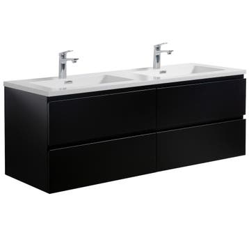 Badkamermeubel Set Angela 140cm Mat Zwart Badmeubel, Verzenden, Nieuw, Wastafelkast