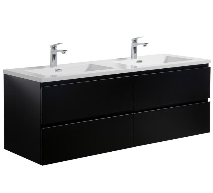 Badkamermeubel Set Angela 140cm Mat Zwart Badmeubel, Huis en Inrichting, Badkamer | Badkamermeubels, Nieuw, Wastafelkast, Verzenden
