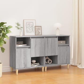 vidaXL Dressoirs 2 st 60x35x70 cm bewerkt hout grijs sonoma, Verzenden, Nieuw, Overige houtsoorten, Minder dan 50 cm
