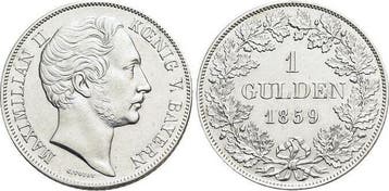 Gulden 1859 Bayern Maximilian Ii Joseph 1848-1864, Verzenden