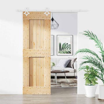 vidaXL Schuifdeur 70 x 210 cm Massief Grenenhout, Doe-het-zelf en Verbouw, Deuren en Horren, Verzenden, Nieuw