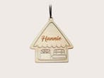 Kerstornament - Bungalow huisje met jouw naam - hout, Ophalen of Verzenden, Nieuw