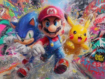 Canvas Fit - Alberto Ricardo - Mario, Sonic, Pokemon en la, Nieuw