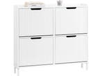 SoBuy FSR177-L-W - Schoenenkast - 4 Kleppen 8 Planken - Wit, Verzenden, Nieuw