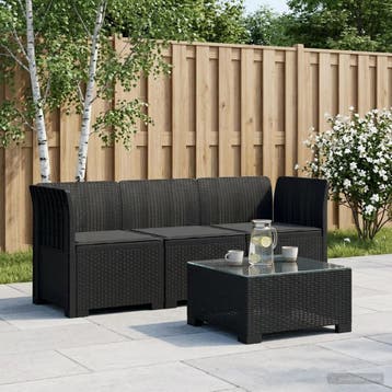 vidaXL 3-zits tuinbank met kussens in rattanlook PP, Tuin en Terras, Verzenden, Nieuw