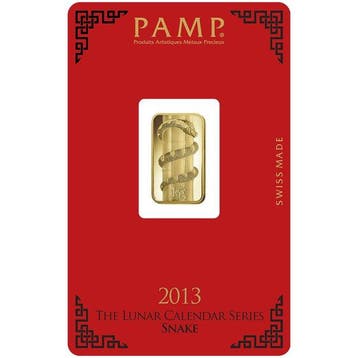 5 gram - Goud - 5g Lunar Snake .9999 Gold Bar - Verzegeld