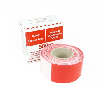 Afzetlint 500 m op rol - Wit & Rood - Polyethyleen (PE) -, Verzenden