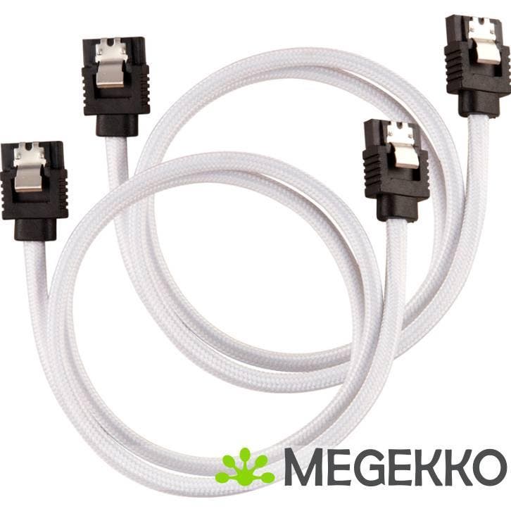 Corsair CC-8900253 SATA-kabel 2 stuks 0,6m Zwart, Wit, Computers en Software, Overige Computers en Software, Nieuw, Verzenden