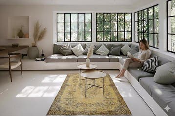 Geel vintage - Vloerkleed - 205 cm - 115 cm - met, Nieuw
