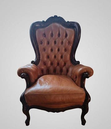 Fauteuil - Leder - Fauteuil uit de jaren veertig