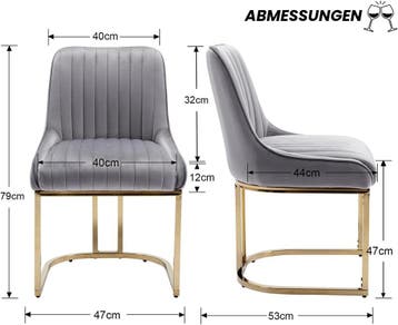 chairus Eetkamerstoelen, set van 2, fluweel, keukenstoelen v, Verzenden, Zo goed als nieuw