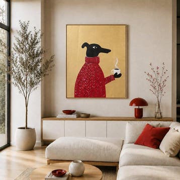 Tetiana Zaitseva - Acrylic Painting XL Coffee dog no 229