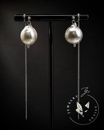 Designer sieraad - Parel - Zilver 925 - Oorbellen -