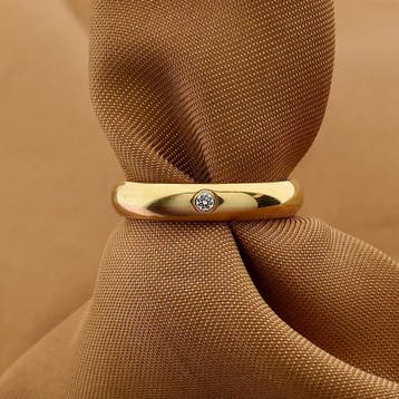 18 Krt. Bicolor gouden (trouw)ring met zirconia, Sieraden, Tassen en Uiterlijk, Gebruikt, Ophalen of Verzenden, 17 tot 18, Met edelsteen