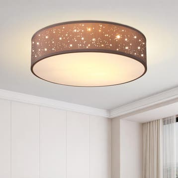 Plafondlamp Taupe Stof ø38cm (Lampen, Interieur), Verzenden, Nieuw