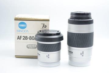 Minolta AF Zoom 3.5-5.6/28-80mm II Silver + AF Zoom 75-300mm, Nieuw