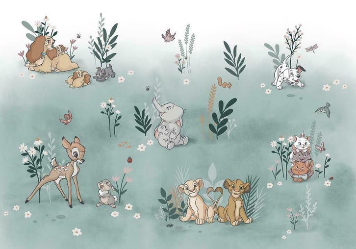 Disney behang babykamer Before the Bloom, Bambi, Marie, Lion, Kinderen en Baby's, Kinderkamer | Inrichting en Decoratie, Wanddecoratie