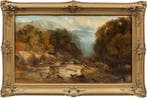 English school (XIX) - Landscape with Hunters and Dogs