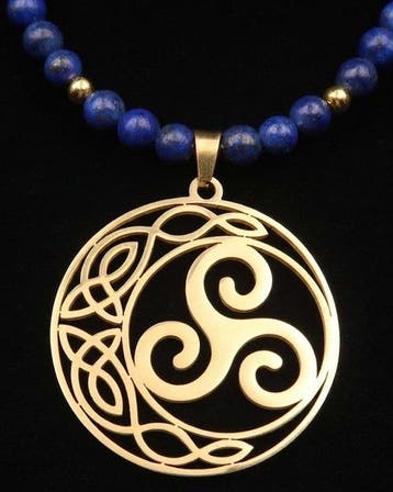 Lapis lazuli - Halsketting met Druïdische Triskele: De