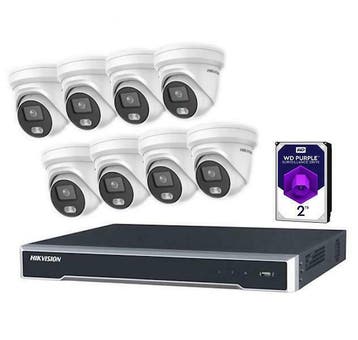 ColorVu IP set, 24/7 Fulltime kleur, 8 Dome’s met Audio +2TB, Verzenden