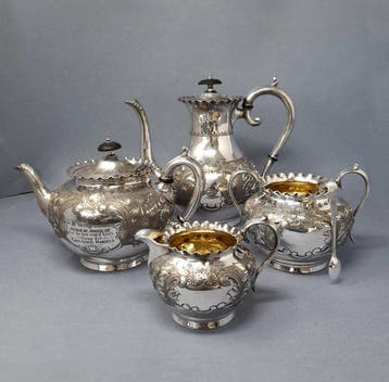 Koffie- en theeservies (5) - Verzilverd - Presentatieset,