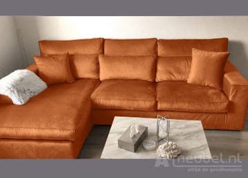 Oudenbosch Longchair - loungebanken - Cognac, Nieuw, 150 cm of meer, Stof, 250 tot 300 cm