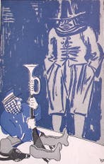 Spotprent over een gestrande Postjager (lijst optie), Verzenden