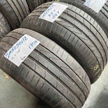 2 x Hankook 245-50-18 Zomerbanden 6mm, Auto-onderdelen, 18 inch, Ophalen of Verzenden, Band(en), Personenwagen