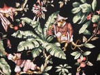 Katoenen stof OEKO-TEX STANDARD 100: Speelse apen op planten