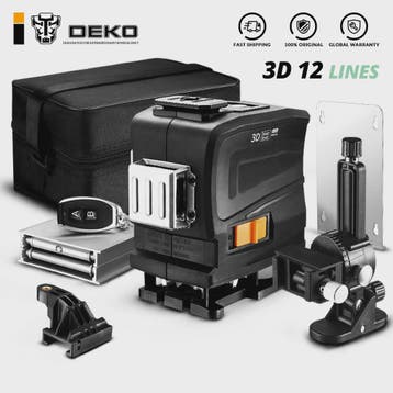 DEKO LL12-GTD 3D Laser Waterpas - 12 Groene Lijnen, Afstands, Doe-het-zelf en Verbouw, Verzenden, Nieuw
