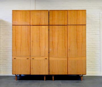 Mooie Slaapkamerset met Bovenkasten Vintage  1960 Design, Gebruikt, Tweepersoons, Sixties seventies midcentury