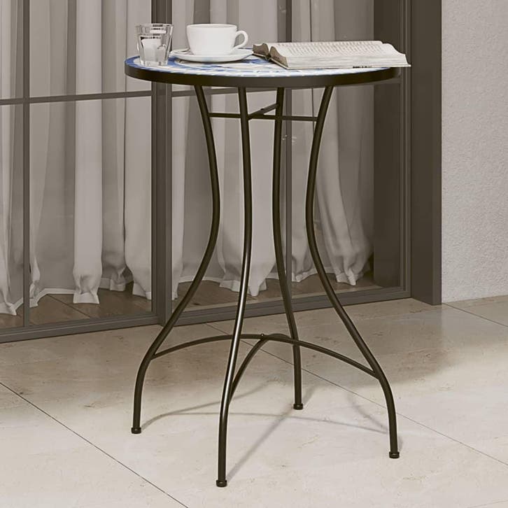 vidaXL Bistrotafel Ø 50x70 cm keramiek blauw en wit, Tuin en Terras, Tuintafels, Nieuw, Verzenden