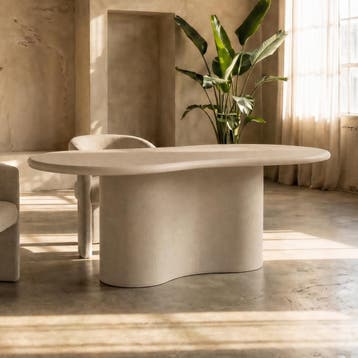 *WOONWINKEL* Organische Eettafel Beige Betonlook 180 Cm, Huis en Inrichting, Tafels | Eettafels, Verzenden, Nieuw