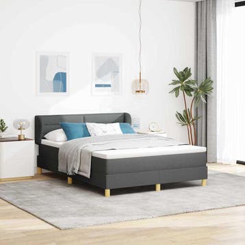 vidaXL Boxspringbed met matras Donkergrijs 140 x 200 cm Stof, Huis en Inrichting, Slaapkamer | Bedden, Verzenden, Nieuw, Grijs