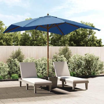 vidaXL Parasol met houten paal 300x300x273 cm azuurblauw, Verzenden, Nieuw, 3 tot 4 meter