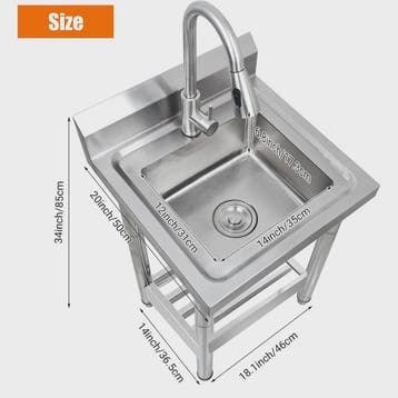 RVS Vrijstaande Spoelbak met Warm & Koud Water Kraan - Ideaa, Verzenden, Nieuw