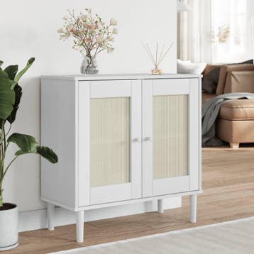 vidaXL Dressoir SENJA 80x35x80 cm rattan look massief, Verzenden, Nieuw, Grenenhout, Minder dan 50 cm