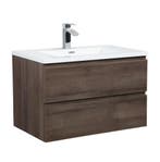 Badkamermeubel Set Angela 80cm Bruin Eiken Badmeubel, Verzenden, Nieuw, Wastafelkast