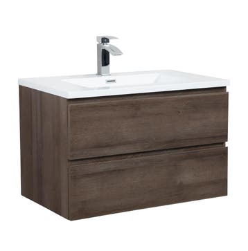 Badkamermeubel Set Angela 80cm Bruin Eiken Badmeubel, Verzenden, Nieuw, Wastafelkast