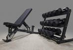 Elite Krachtset: Halterbank, 385 kg Hexa Dumbbells set + Rek, Sport en Fitness, Fitnessmaterialen, Verzenden, Nieuw, Benen, Dumbbell