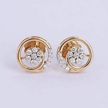 Oorstekers - 14 karaat Geel goud - 0.41ct. tw. Diamant, Sieraden, Tassen en Uiterlijk, Antieke sieraden