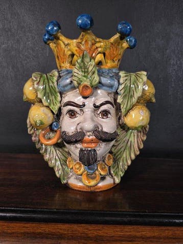 Hoofd - Testa di Moro in Ceramica Smaltata e Dipinta di