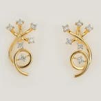 Oorstekers - 14 karaat Geel goud - 0.32ct. tw. Diamant, Sieraden, Tassen en Uiterlijk, Antieke sieraden
